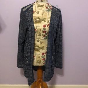 Blue and grey striped cardigan
